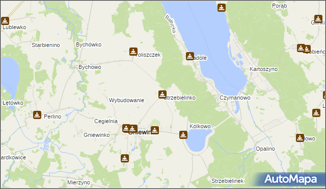 mapa Strzebielinko, Strzebielinko na mapie Targeo