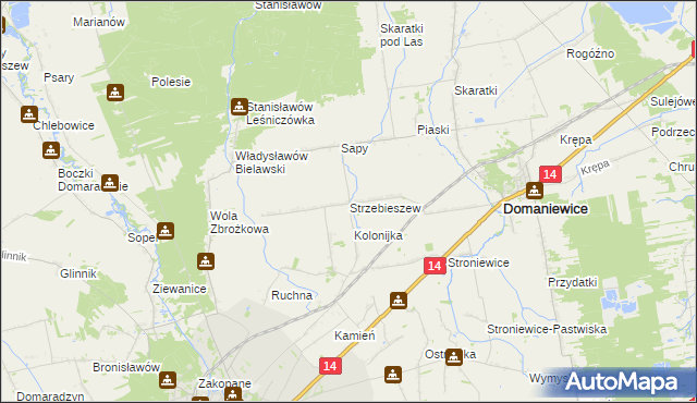 mapa Strzebieszew, Strzebieszew na mapie Targeo