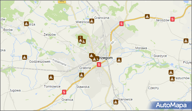 mapa Strzegom powiat świdnicki, Strzegom powiat świdnicki na mapie Targeo