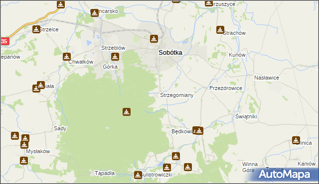 mapa Strzegomiany, Strzegomiany na mapie Targeo