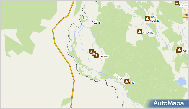 mapa Strzegów gmina Gubin, Strzegów gmina Gubin na mapie Targeo