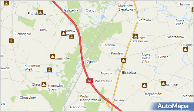 mapa Strzelce Osada Leśna, Strzelce Osada Leśna na mapie Targeo