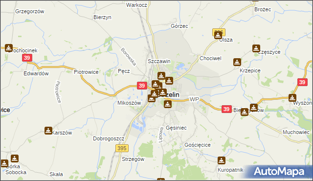 mapa Strzelin, Strzelin na mapie Targeo