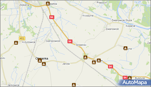 mapa Strzelniki gmina Lewin Brzeski, Strzelniki gmina Lewin Brzeski na mapie Targeo