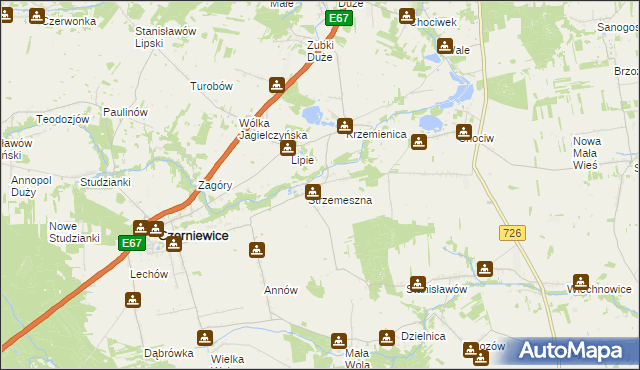 mapa Strzemeszna Pierwsza, Strzemeszna Pierwsza na mapie Targeo
