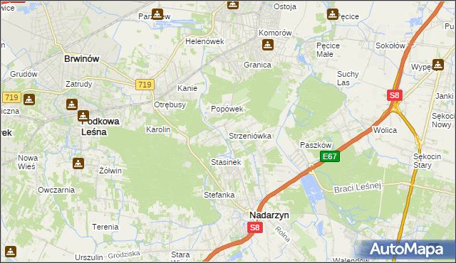 mapa Strzeniówka, Strzeniówka na mapie Targeo