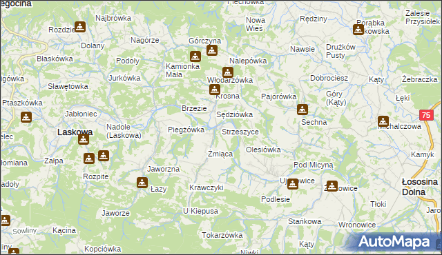 mapa Strzeszyce, Strzeszyce na mapie Targeo