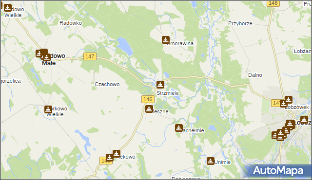 mapa Strzmiele, Strzmiele na mapie Targeo