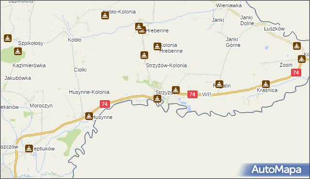 mapa Strzyżów gmina Horodło, Strzyżów gmina Horodło na mapie Targeo