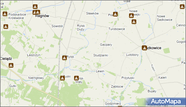 mapa Studzianki gmina Sadkowice, Studzianki gmina Sadkowice na mapie Targeo