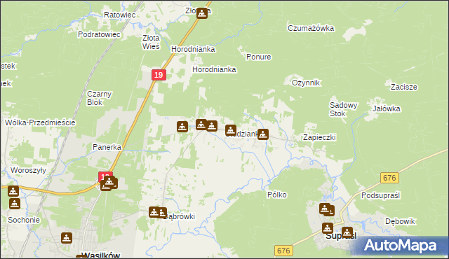mapa Studzianki gmina Wasilków, Studzianki gmina Wasilków na mapie Targeo