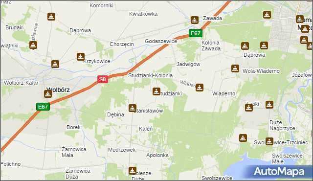 mapa Studzianki gmina Wolbórz, Studzianki gmina Wolbórz na mapie Targeo