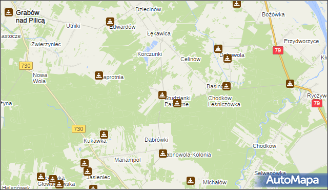 mapa Studzianki Pancerne, Studzianki Pancerne na mapie Targeo