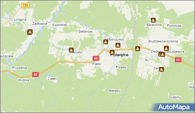 mapa Studzianna gmina Poświętne, Studzianna gmina Poświętne na mapie Targeo