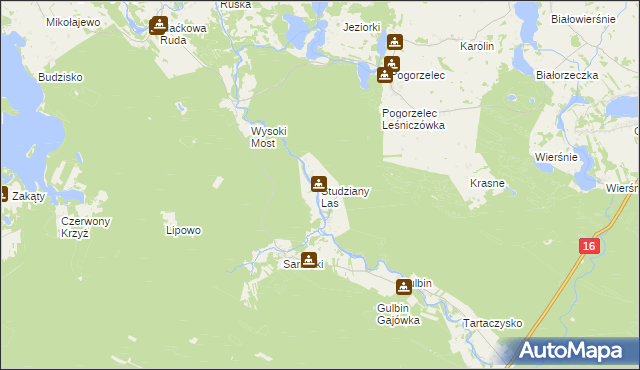 mapa Studziany Las, Studziany Las na mapie Targeo