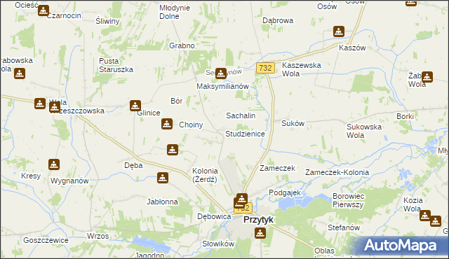 mapa Studzienice gmina Przytyk, Studzienice gmina Przytyk na mapie Targeo