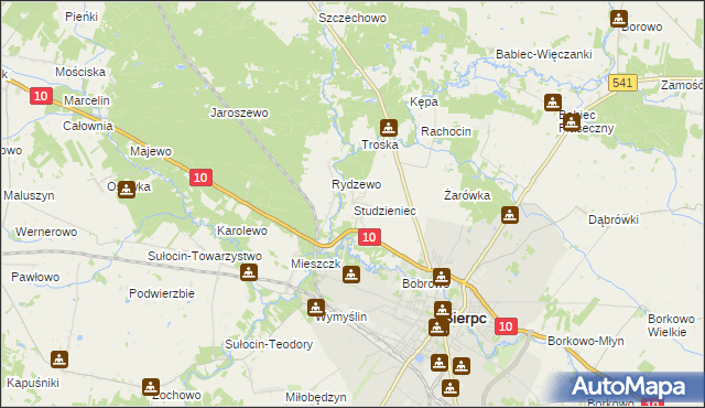 mapa Studzieniec gmina Sierpc, Studzieniec gmina Sierpc na mapie Targeo