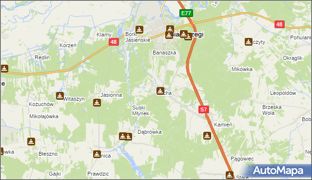 mapa Sucha gmina Białobrzegi, Sucha gmina Białobrzegi na mapie Targeo