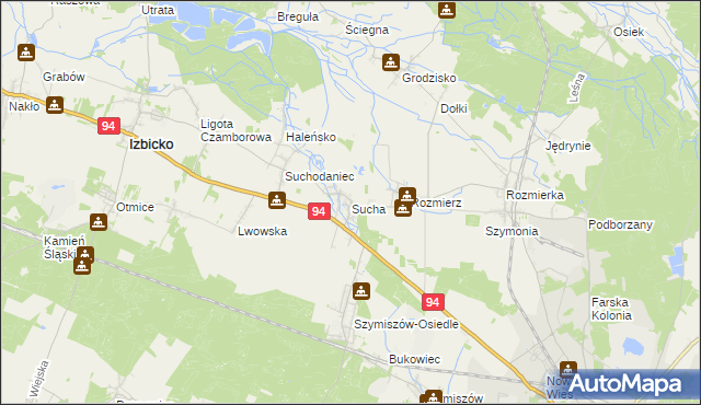 mapa Sucha gmina Strzelce Opolskie, Sucha gmina Strzelce Opolskie na mapie Targeo