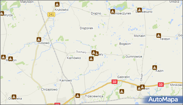 mapa Suchary gmina Nakło nad Notecią, Suchary gmina Nakło nad Notecią na mapie Targeo