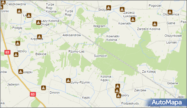 mapa Suchocin gmina Łuków, Suchocin gmina Łuków na mapie Targeo