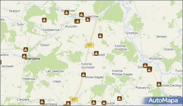 mapa Suchodół gmina Grębków, Suchodół gmina Grębków na mapie Targeo