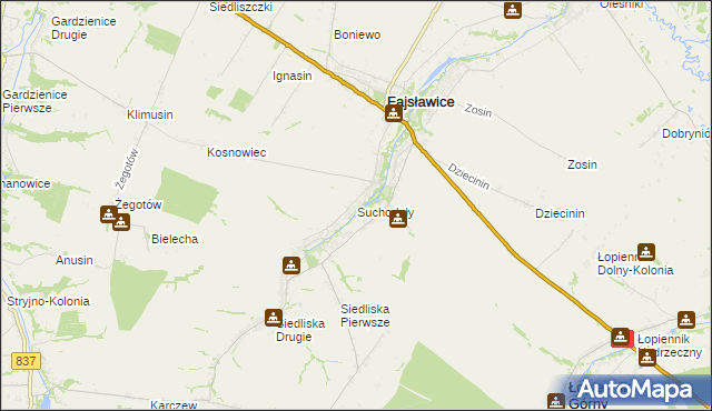 mapa Suchodoły gmina Fajsławice, Suchodoły gmina Fajsławice na mapie Targeo