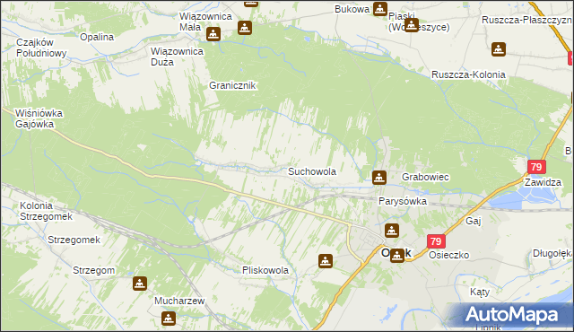 mapa Suchowola gmina Osiek, Suchowola gmina Osiek na mapie Targeo