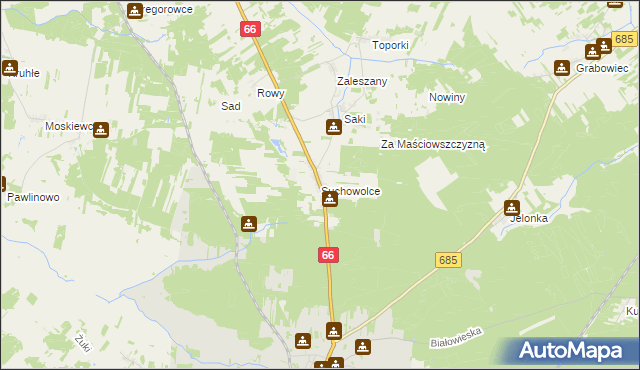 mapa Suchowolce, Suchowolce na mapie Targeo