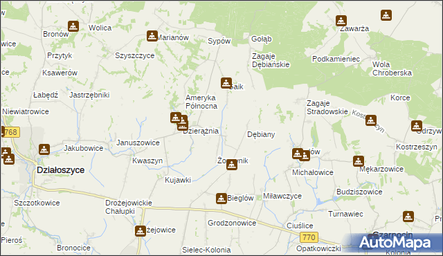 mapa Sudół gmina Działoszyce, Sudół gmina Działoszyce na mapie Targeo