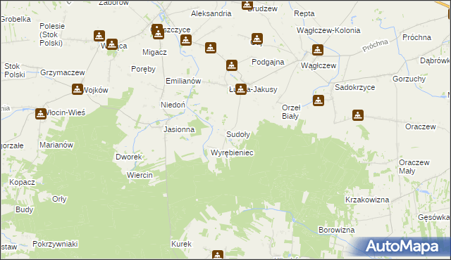 mapa Sudoły, Sudoły na mapie Targeo