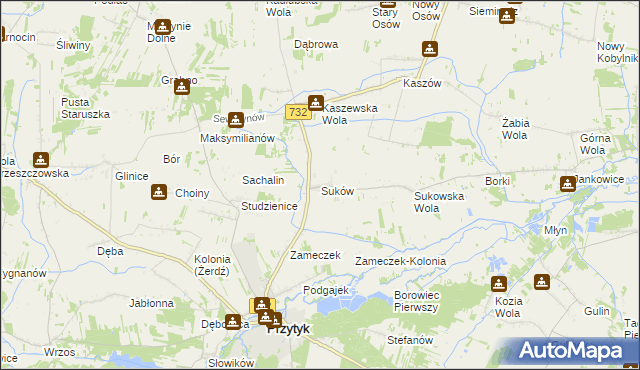 mapa Suków gmina Przytyk, Suków gmina Przytyk na mapie Targeo