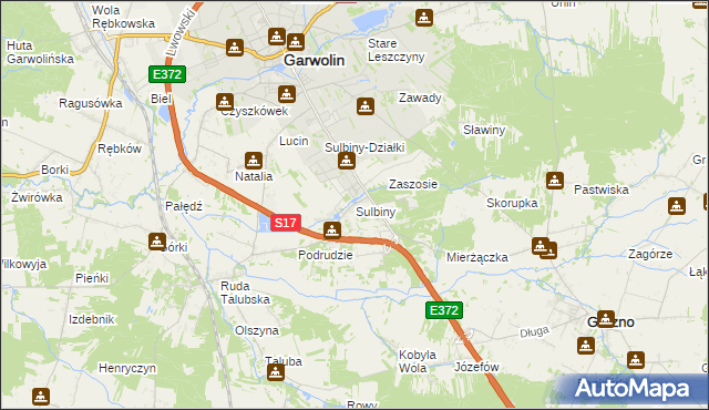mapa Sulbiny, Sulbiny na mapie Targeo