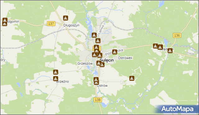 mapa Sulęcin, Sulęcin na mapie Targeo