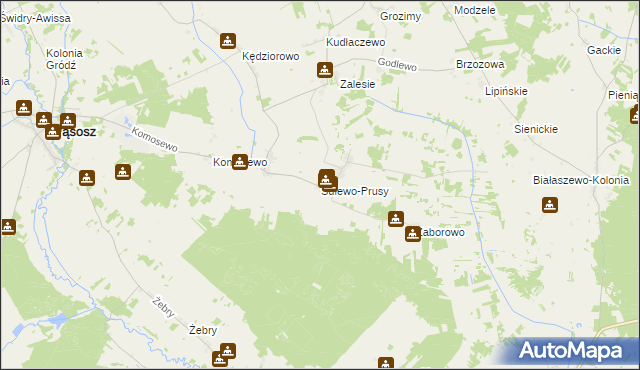 mapa Sulewo-Prusy, Sulewo-Prusy na mapie Targeo