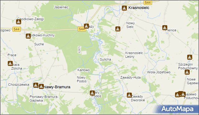 mapa Sulicha, Sulicha na mapie Targeo