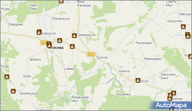 mapa Sulicice, Sulicice na mapie Targeo