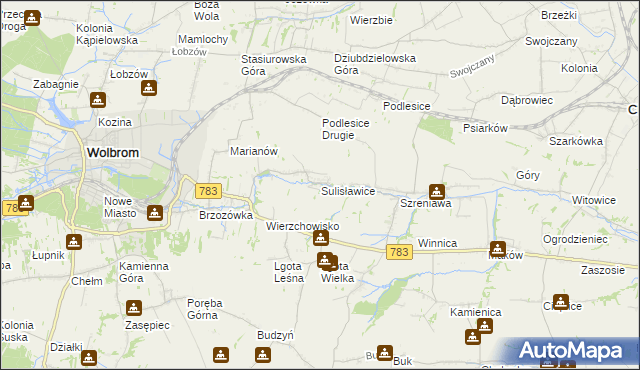 mapa Sulisławice gmina Wolbrom, Sulisławice gmina Wolbrom na mapie Targeo