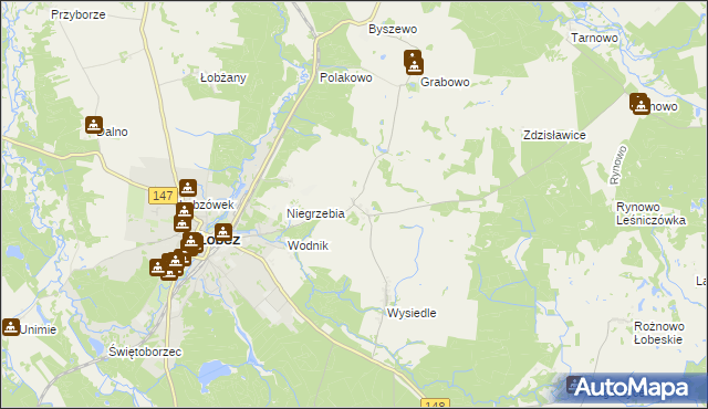mapa Suliszewice gmina Łobez, Suliszewice gmina Łobez na mapie Targeo