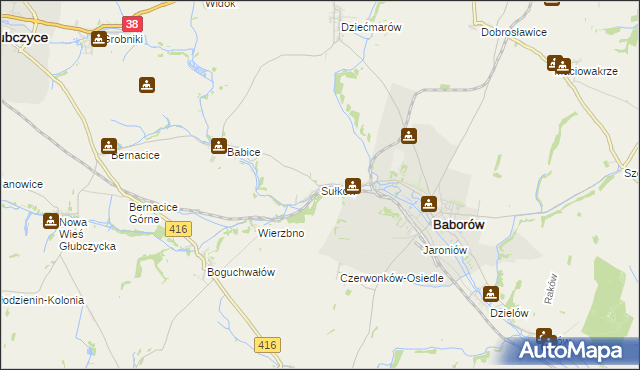 mapa Sułków gmina Baborów, Sułków gmina Baborów na mapie Targeo