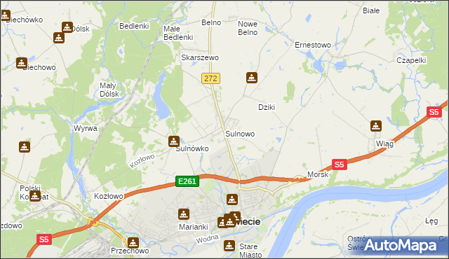 mapa Sulnowo, Sulnowo na mapie Targeo