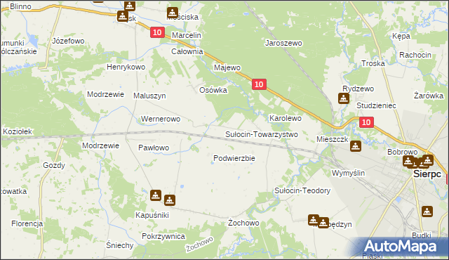 mapa Sułocin-Towarzystwo, Sułocin-Towarzystwo na mapie Targeo