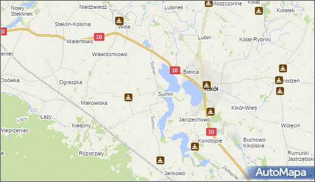 mapa Sumin gmina Kikół, Sumin gmina Kikół na mapie Targeo