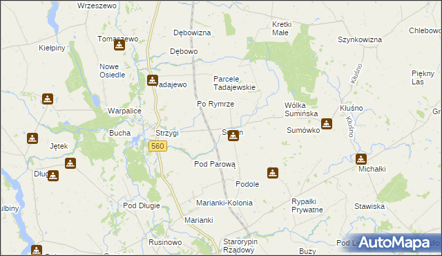 mapa Sumin gmina Osiek, Sumin gmina Osiek na mapie Targeo