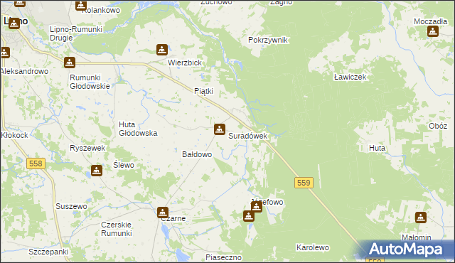 mapa Suradówek, Suradówek na mapie Targeo