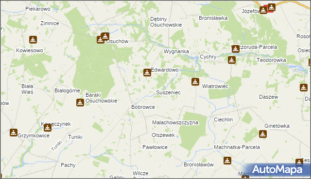 mapa Suszeniec, Suszeniec na mapie Targeo