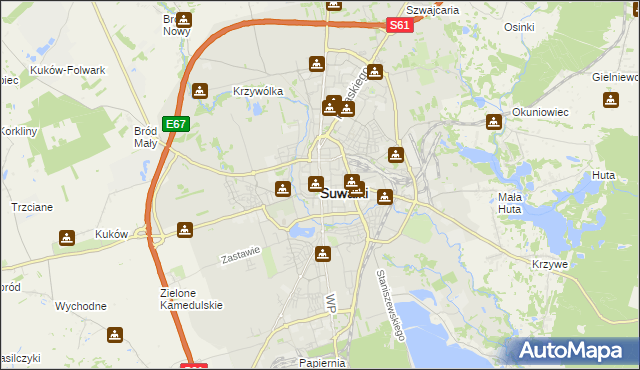 mapa Suwałk, Suwałki na mapie Targeo