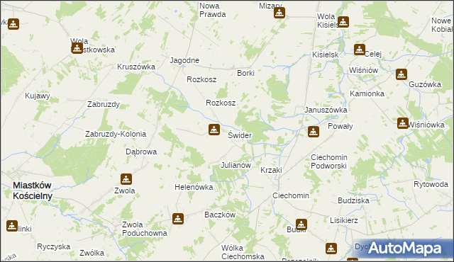 mapa Świder, Świder na mapie Targeo