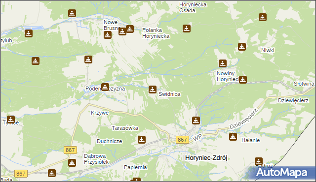 mapa Świdnica gmina Horyniec-Zdrój, Świdnica gmina Horyniec-Zdrój na mapie Targeo