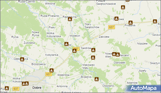 mapa Świdrów, Świdrów na mapie Targeo